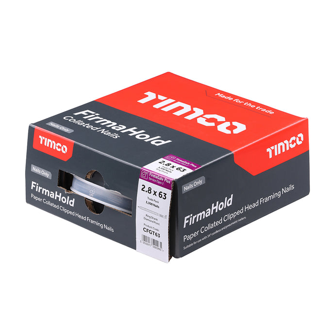 TIMCO FirmaHold 2.8 x 63 Collated Head Nails Only Trade Pack Ring Shank FirmaGalv