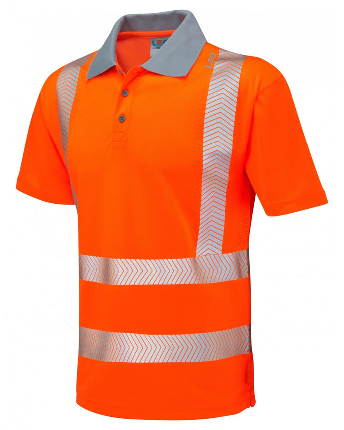 LEO WOOLACOOMBE HI VIZ  EcoViz Performance Polo Shirt Orange