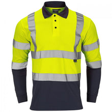 Load image into Gallery viewer, SUPERTOUCH HI VIZE LONG SLEEVE YELLOW NAVY POLO SHIRT
