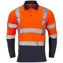 Load image into Gallery viewer, SUPERTOUCH HI VIZ LONG SLEEVE ORANGE NAVY POLO SHIRT
