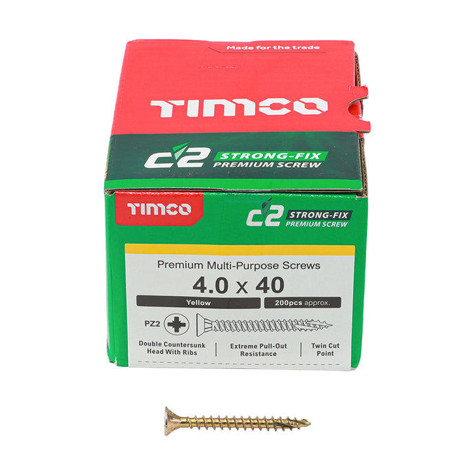 TIMCO 40 x 40 C2 Premium Industrial Twin Cut Screws PZ Screw (200)