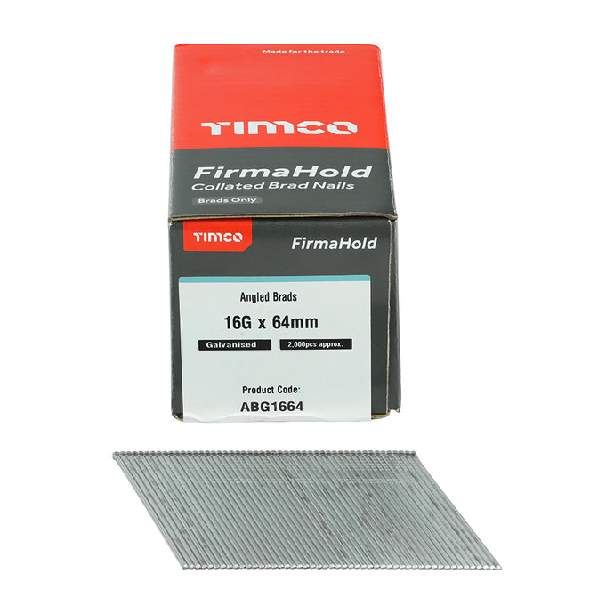 TIMCO 16g x 64 - FirmaHold Angled Brad Nails Galvanised (2000)