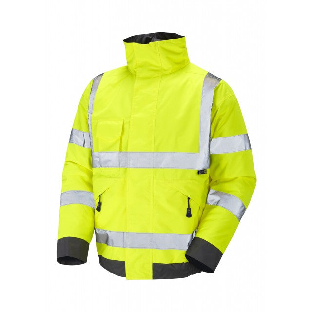 LEO CHIVENOR ISO 20471 CLASS 3 HI VIZ BOMBER JACKET YELLOW