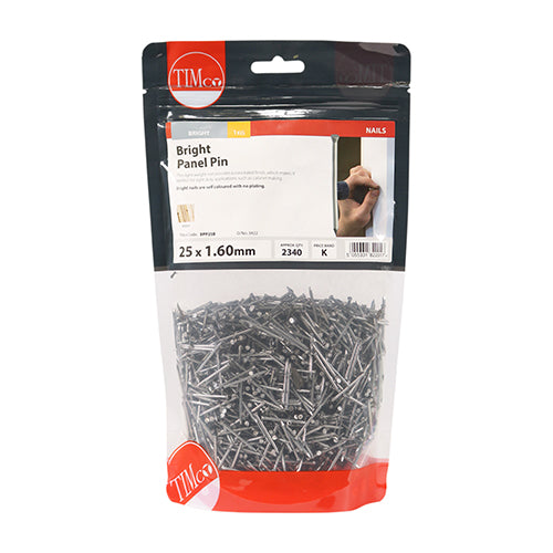 TIMCO Panel Pins - Bright 25MM x 1.6MM 1/2KG BAG