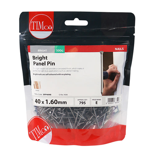 TIMCO Panel Pins - Bright 40MM x 1.6MM 1/2KG BAG